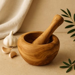 Olive Wood 12 cm Mortar and Pestle for Grinding