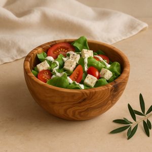 Olive Wood Salad Bowl 20–22 cm Handmade Mediterranean Style